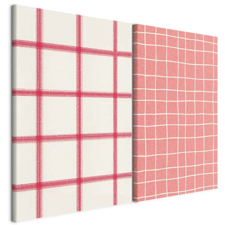 Rose géométrique - quadrillage pastel sur fond délicat
