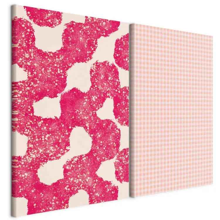 Compositions roses - motifs géométriques pastel sur fond clair