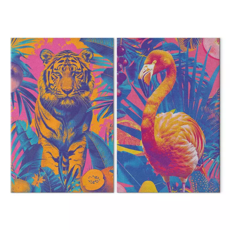 Images tropicales - animaux pop-art sur fond jungle