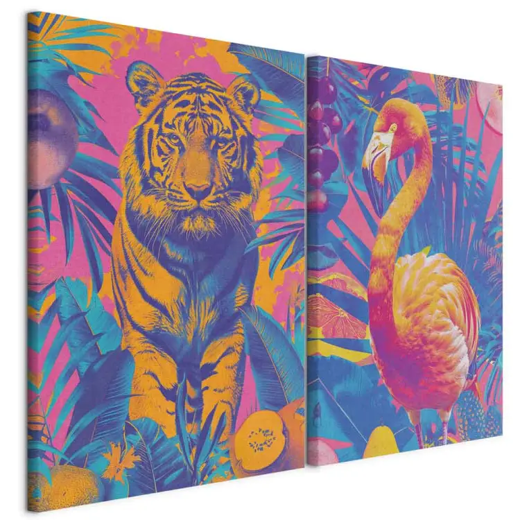 Images tropicales - animaux pop-art sur fond jungle