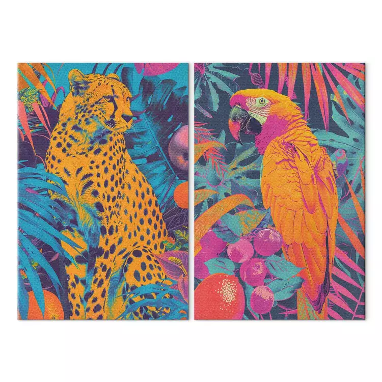 Visions tropicales - animaux sauvages pop-art sur fond de jungle