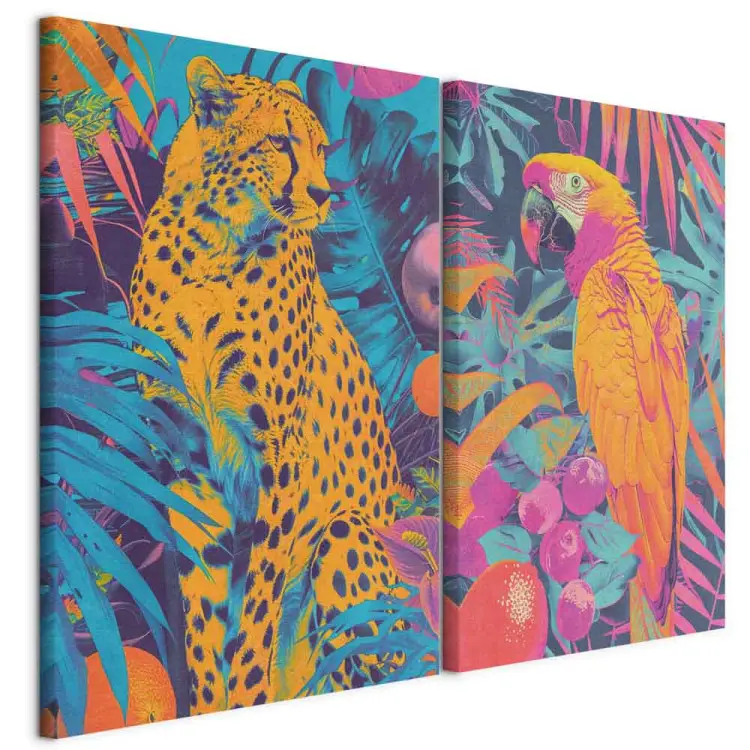 Visions tropicales - animaux sauvages pop-art sur fond de jungle