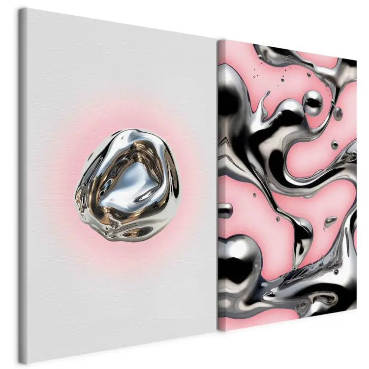 Dynamique métallique - formes abstraites sur fond pastel