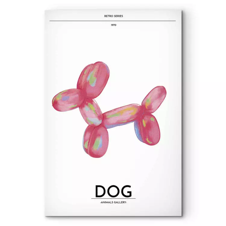 Balloon dog - animal multicolore sur fond clair et lettres rétro