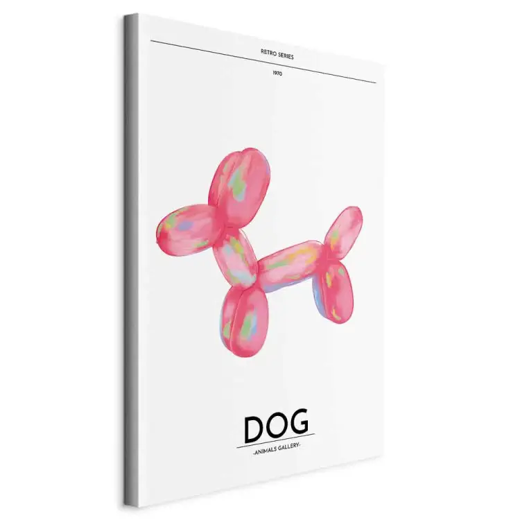 Balloon dog - animal multicolore sur fond clair et lettres rétro