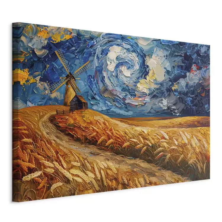 Moulin et ciel - Paysage inspiré de Van Gogh, ciel tourbillonnant