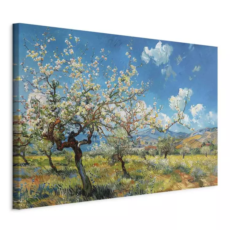 Verger en fleurs - paysage printanier inspiré de Van Gogh