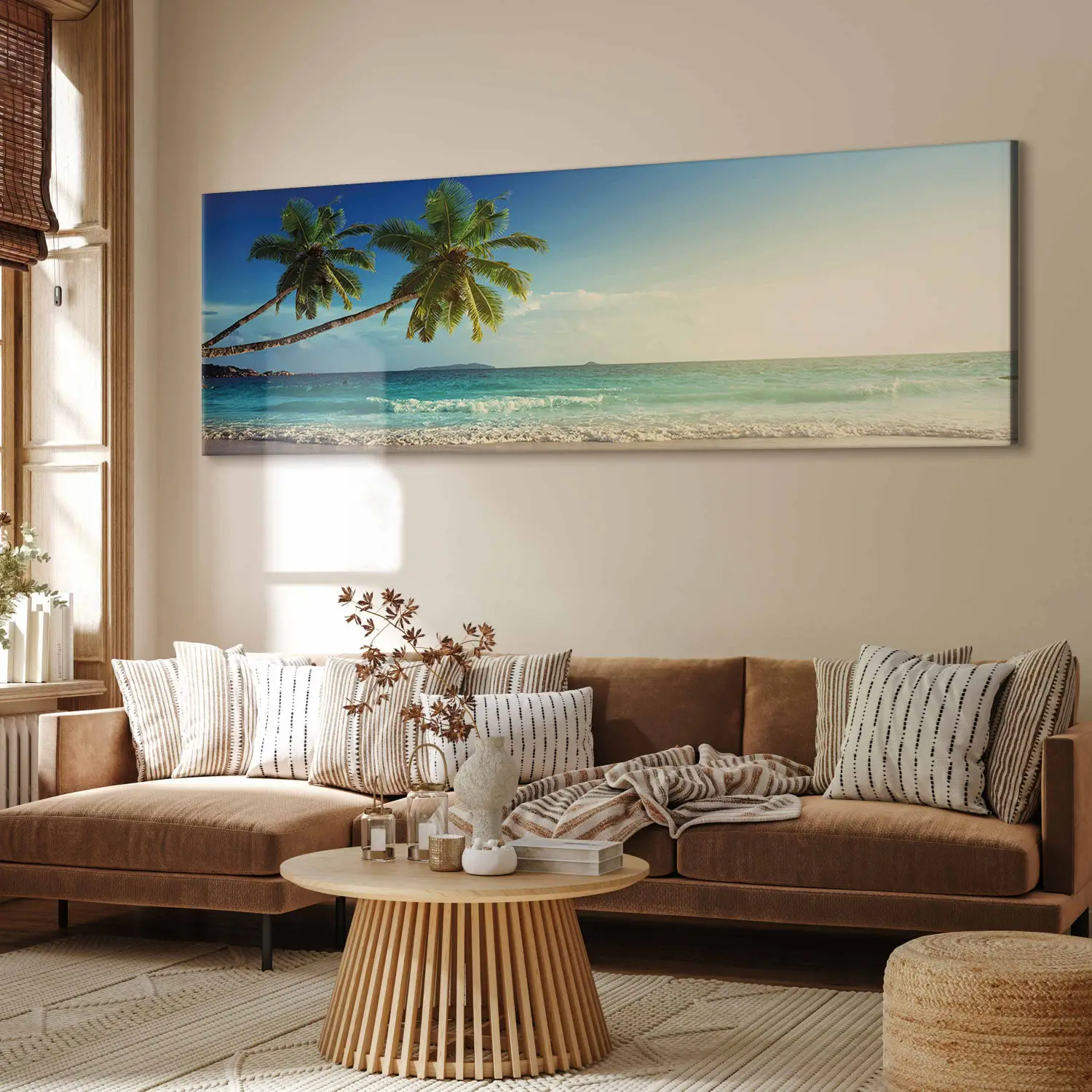 Impression Sur Toile 120x80 Cm – Paysage Plage Palmiers Mer, Décoration Murale Design Moderne ARTTOR