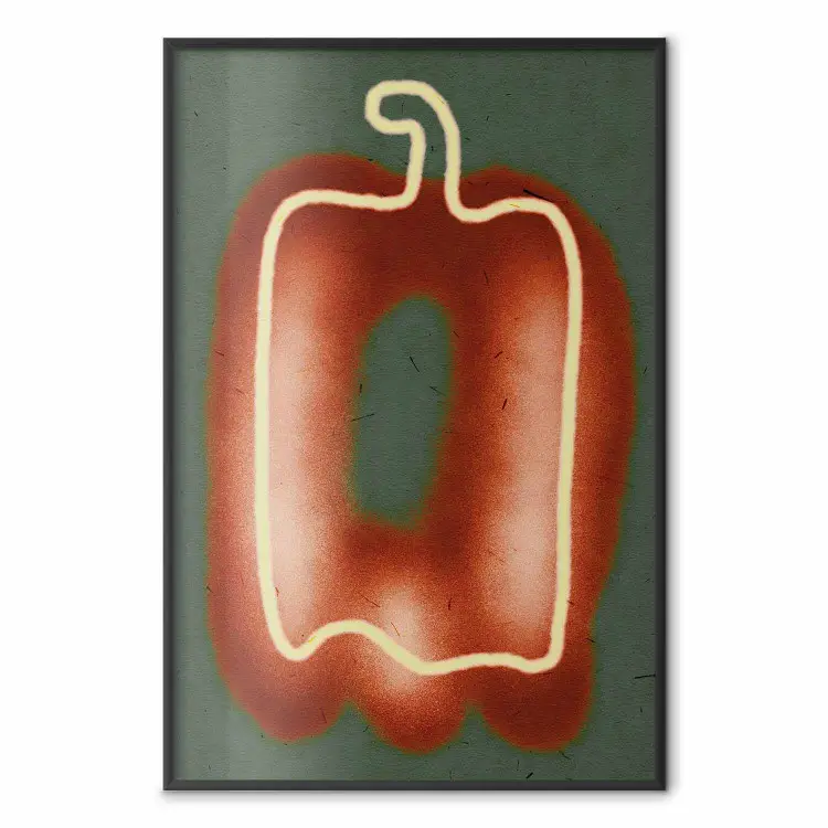 Paprika - graphique de contour avec des ombres brunes sur un fond vert