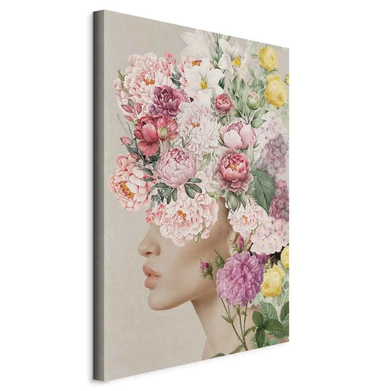 Tabelau Sur Toile Femme Avec Des Fleurs Sur La Tête Dans Le Style Bauhaus 40x60 98157713