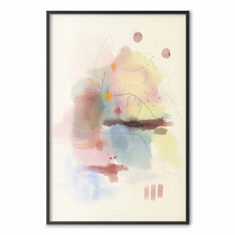 Composition pastel - abstraction subtile mêlant diverses couleurs et lignes raffinées