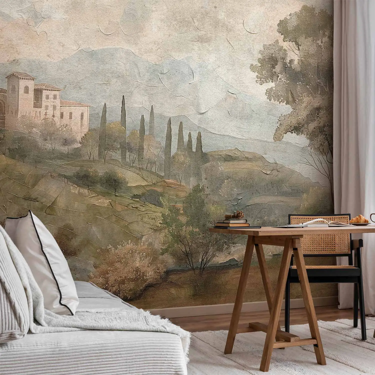 Grande Tapisserie Murale Italienne 53x79 - Marches D'escalier Villa Toscane - Riddle Home & Gift