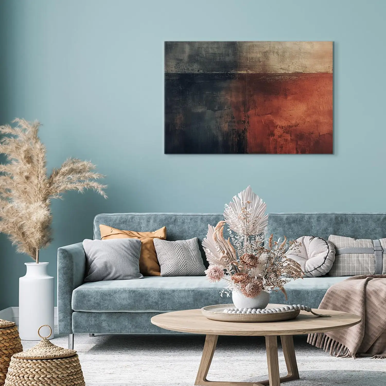 Peinture abstraite de luxe - Paysage rouge vif et rouille par l'artiste Joriali Art abstrait