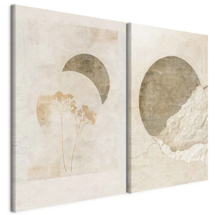 Nature et géométrie - lune et plantes sous une forme abstraite