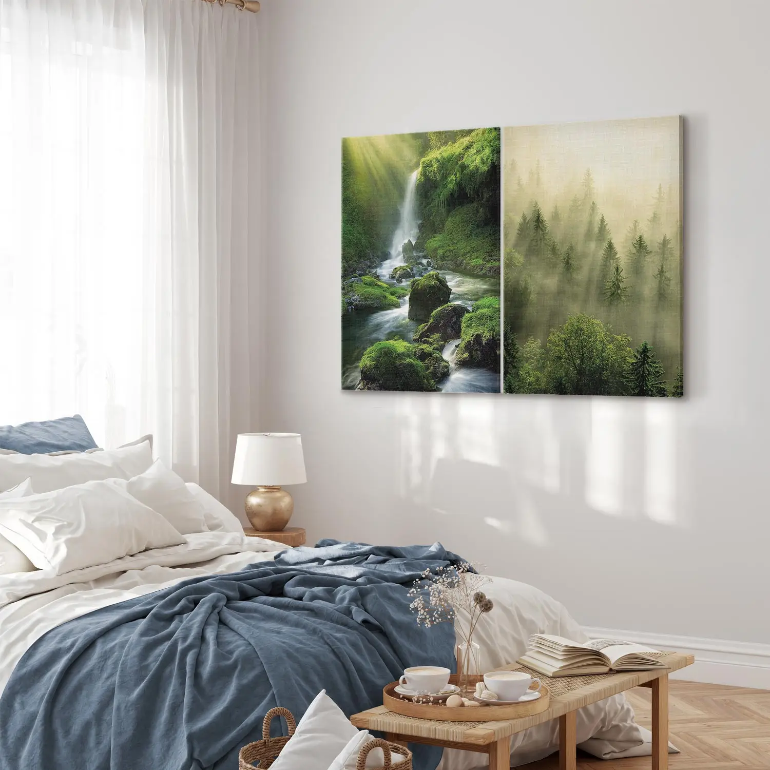 Tableau Toile Forêt Paysages - Impression Giclée Sur Coton - Encadré Prêt à Accrocher