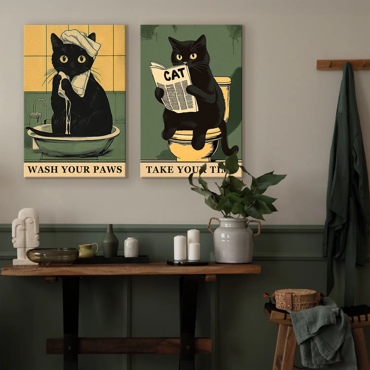 Chat drôle dans la salle de bain se préparant à se baigner procédures d Chat drôle dans la salle de bain se préparant à se baigner procédures d