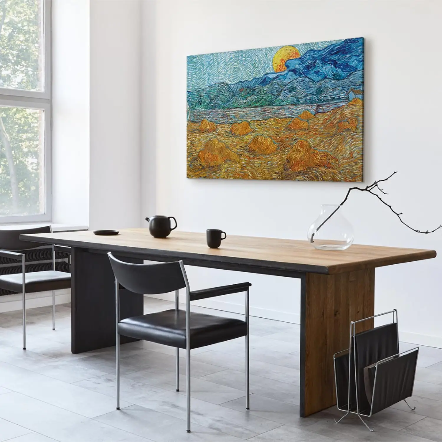 Tableau Toile Vincent Van Gogh – Paysage Avec Tas De Blé Au Lever De Lune – Prêt à Accrocher