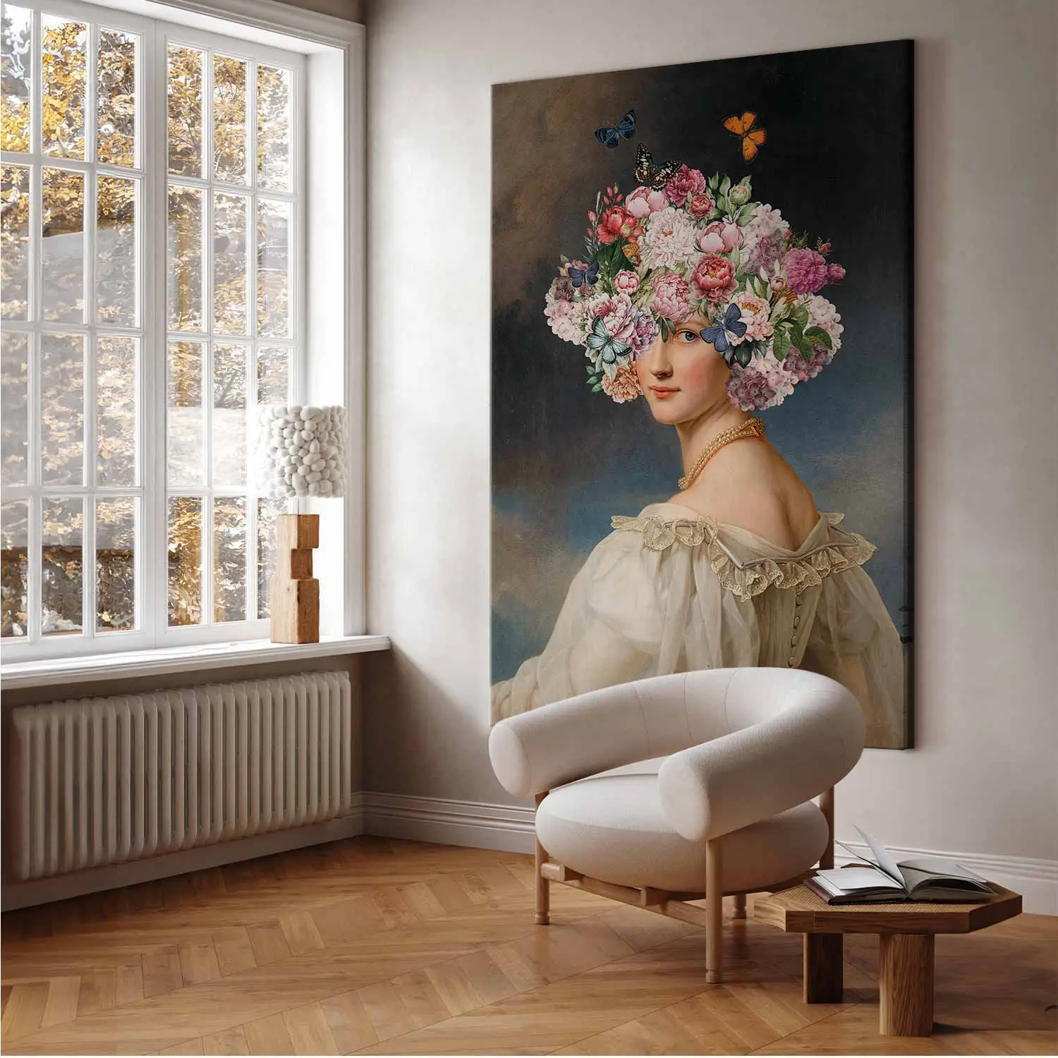 Tableau Baroque 'Femmes En Fleurs Jardin' - Reproduction Signée L. Stolfa, 56x46 Cm