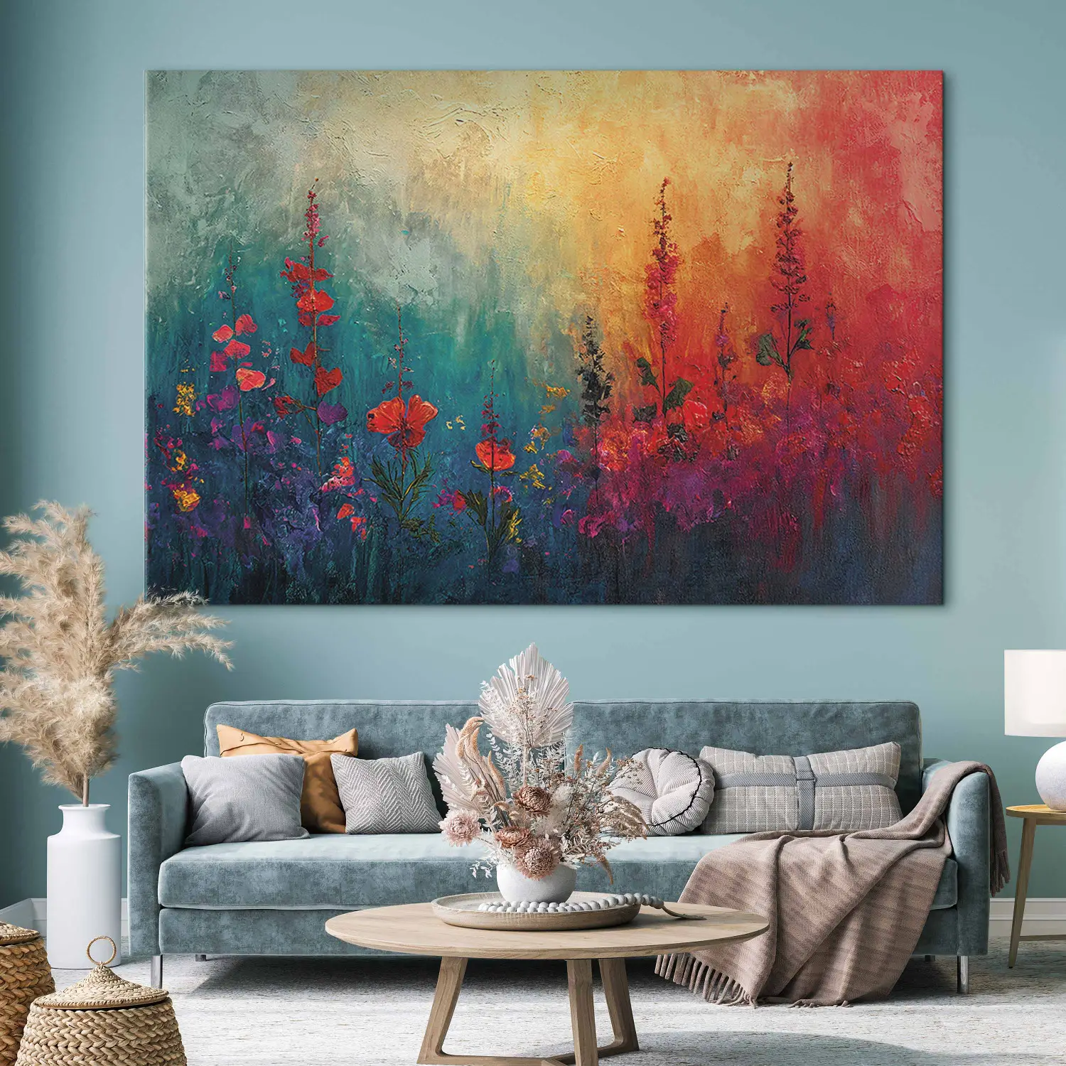 Tableau Décoratif Mural Fleur En Feu – Jaune/orange – Bois Lumineux – 46x38cm – Amateur