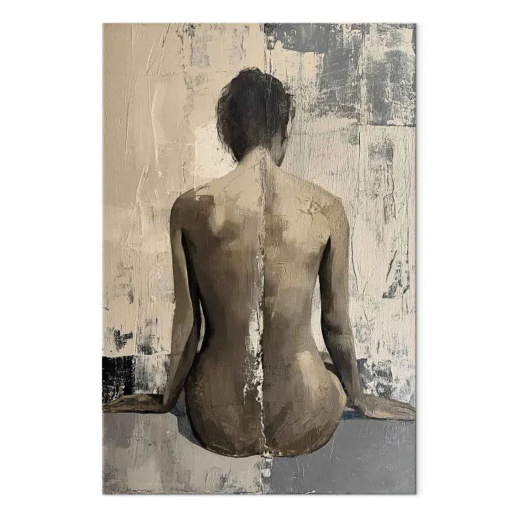 Échos du passé - composition brute avec une silhouette nue sur fond texturé