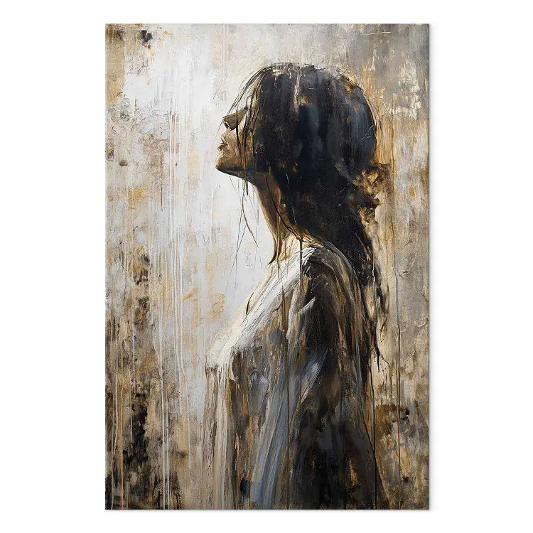 Souffle suspendu - portrait expressif d'une femme dans des tons de brun et de blanc