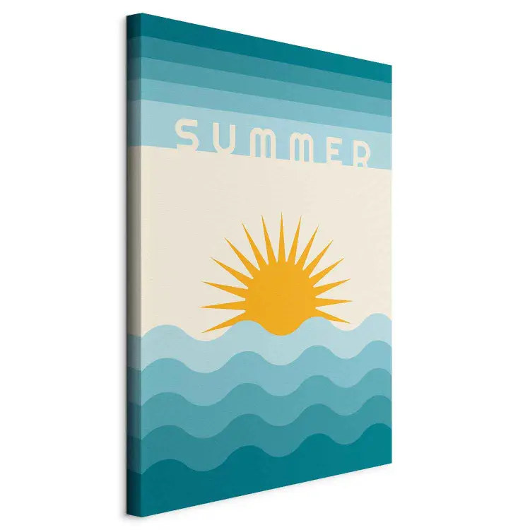 Rivage Ensoleillé - illustration rétro avec texte Summer et paysage marin