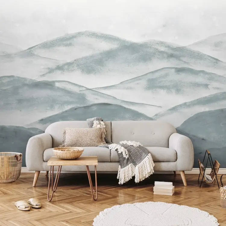 Vallée brumeuse - Collines superposées baignées d'une brume aquarelle fraîche