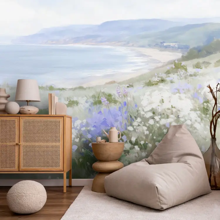 Falaise fleurie - Une vue sur la mer regorgeant de fleurs sauvages