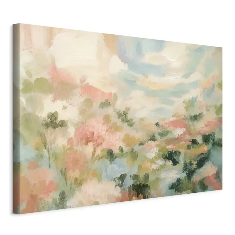 Paysage pastel - fleurs abstraites aux délicates couleurs printanières de la nature