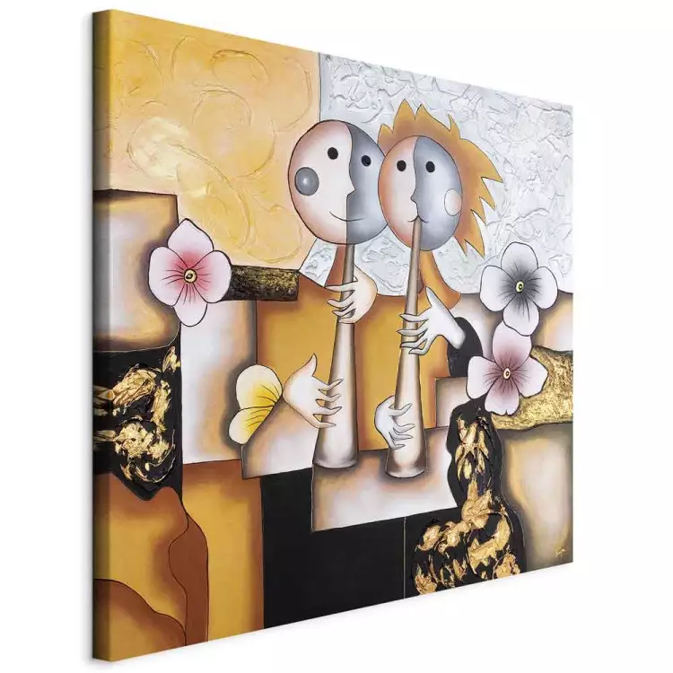 Joueurs (1 pièce) - Silhouettes abstraites avec fleurs et motifs