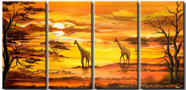 Tableau girafe dans la plaine Africaine : tableau africain