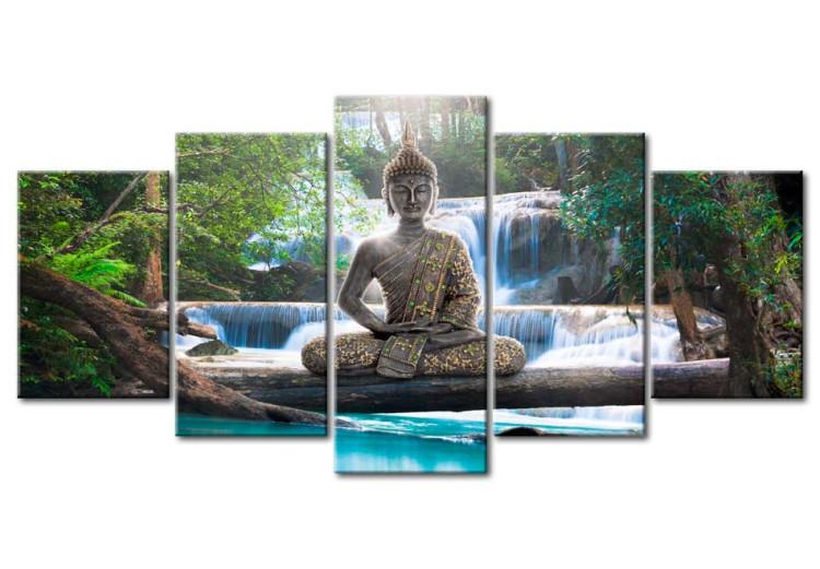 Tableau sur toile Buddha and waterfall