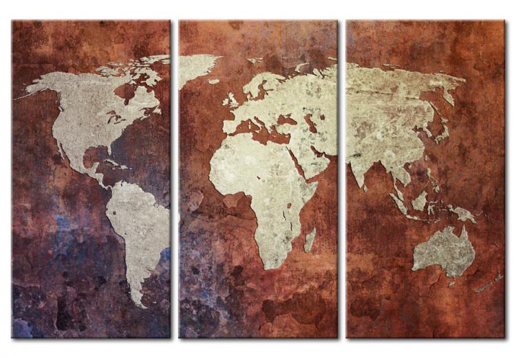 Tableau planisphère vintage usé : Carte du monde déco rétro