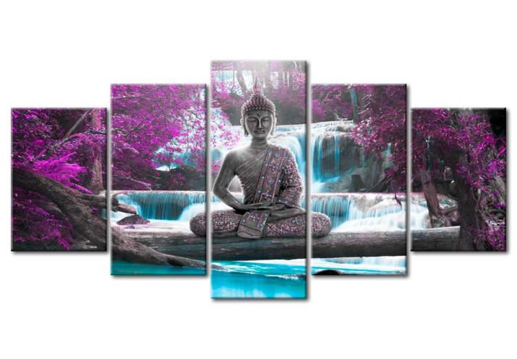 Tableau sur toile Waterfall and Buddha