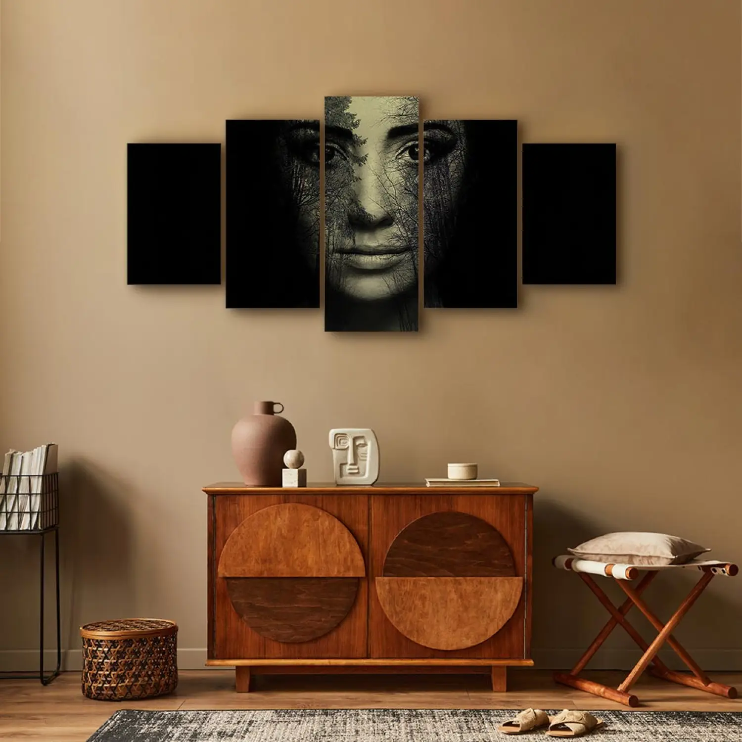 Runa art Tableau Décoration Murale Home 200x100 cm - 5 Panneaux Deco