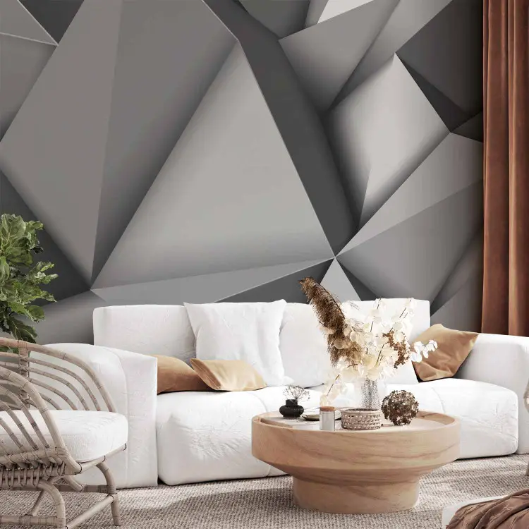 Papier peint décoratif Espace graphite - abstraction futuriste grise ...