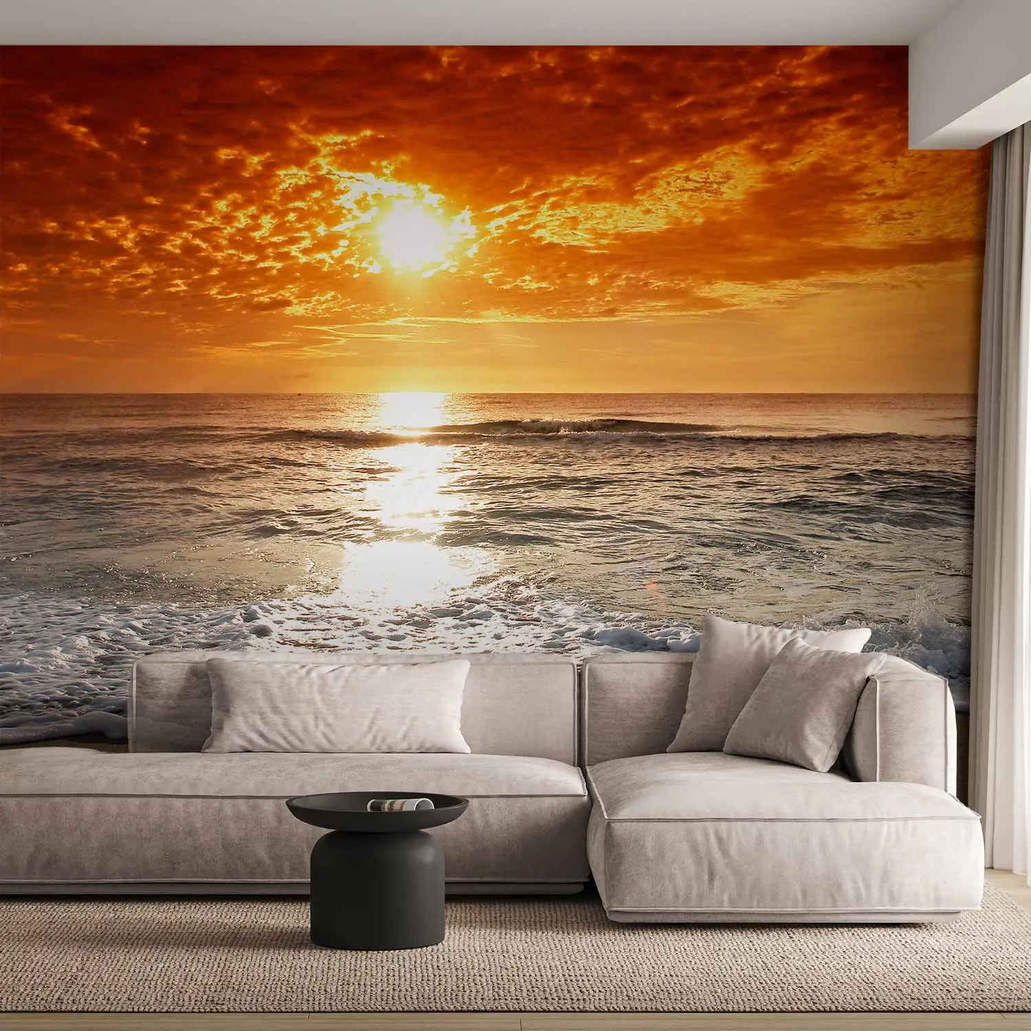 Tableau en bois motif coucher de soleil horizontal