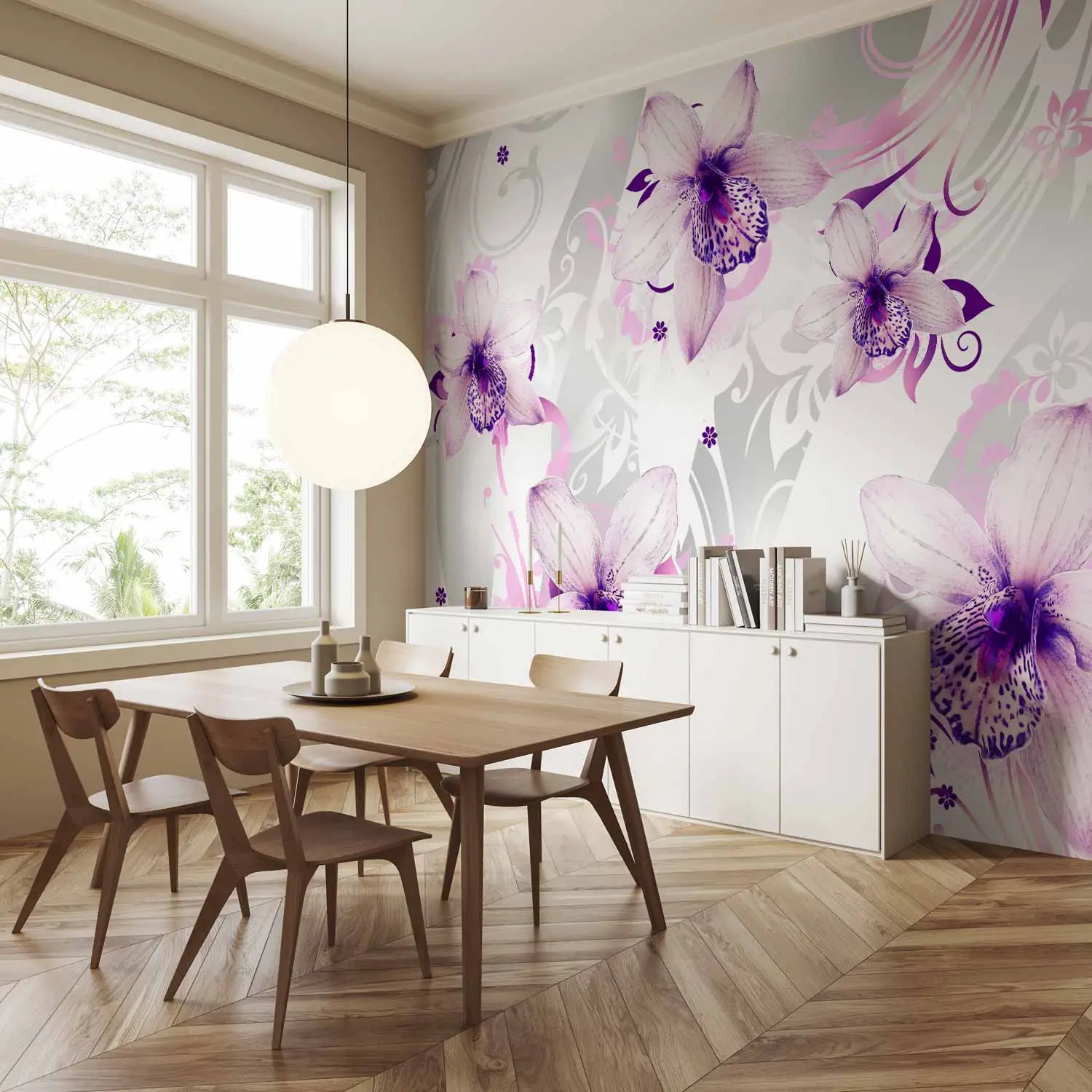 Papier peint Fleur violette vecteur fond