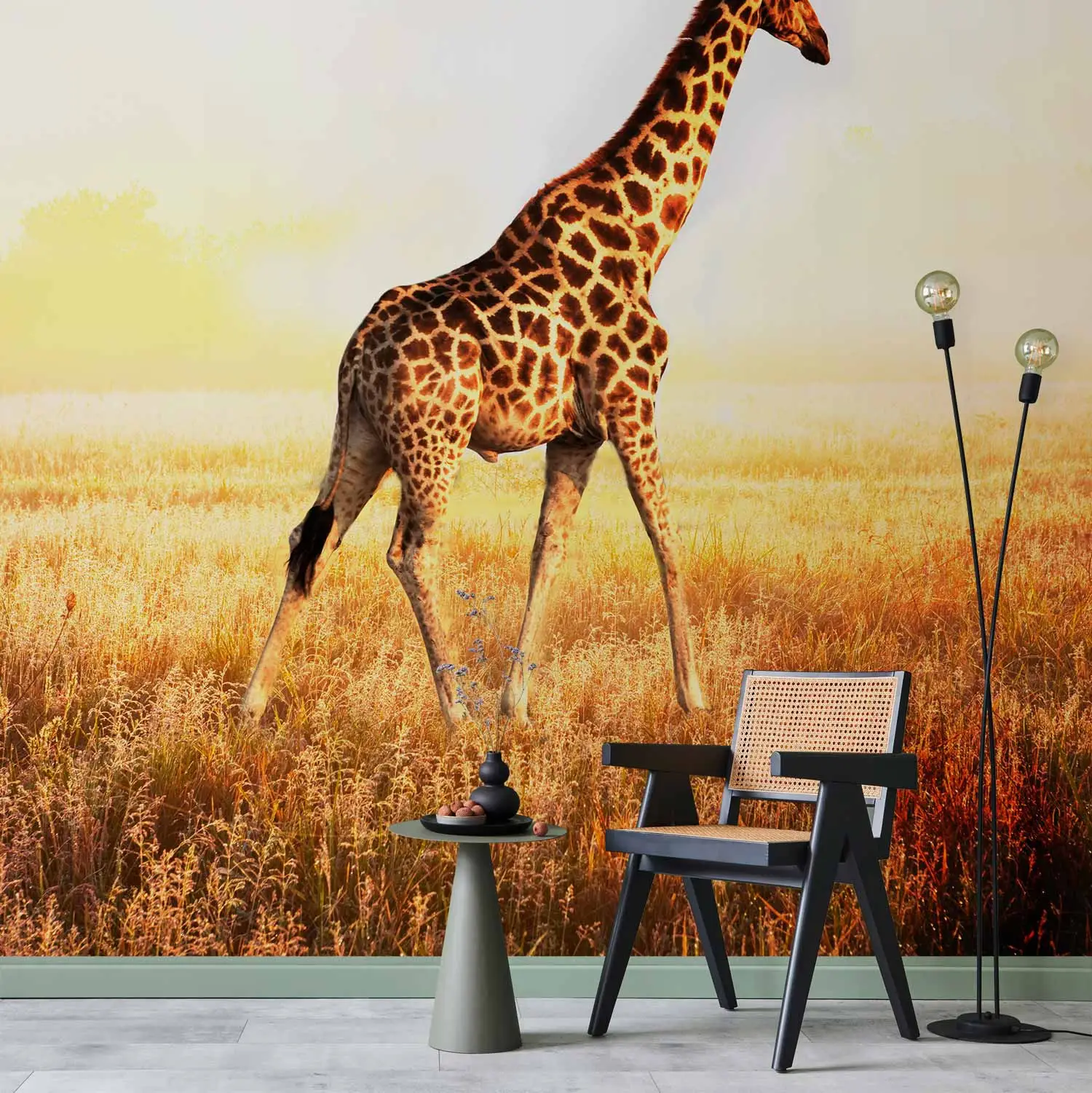 Illustration De Paysage D'un Cerf Au Bord D'un Lac | Vecteur Premium
