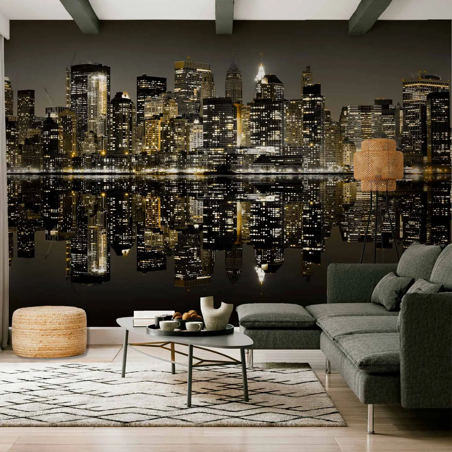 Papier Peint Panoramique Intissé 3D Abstrait Noir - Moderne - Pour Chambre Et Salon - WALLARENA