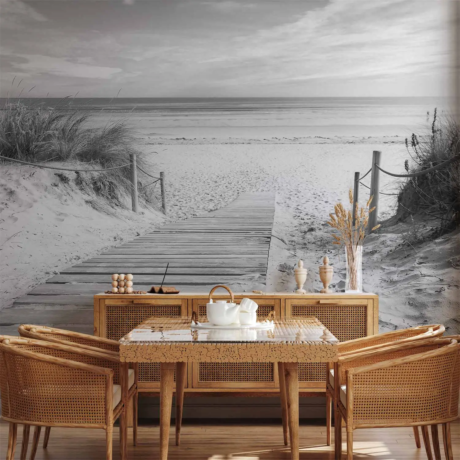 Toile Murale Photo Noir Et Blanc - Hamac Sur La Plage - 30x40 Cm - Décoration Salon Chambre - 7