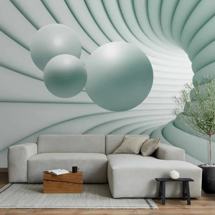 Papier peint tendance Abstraction spatiale - tunnel menthe clair avec ...