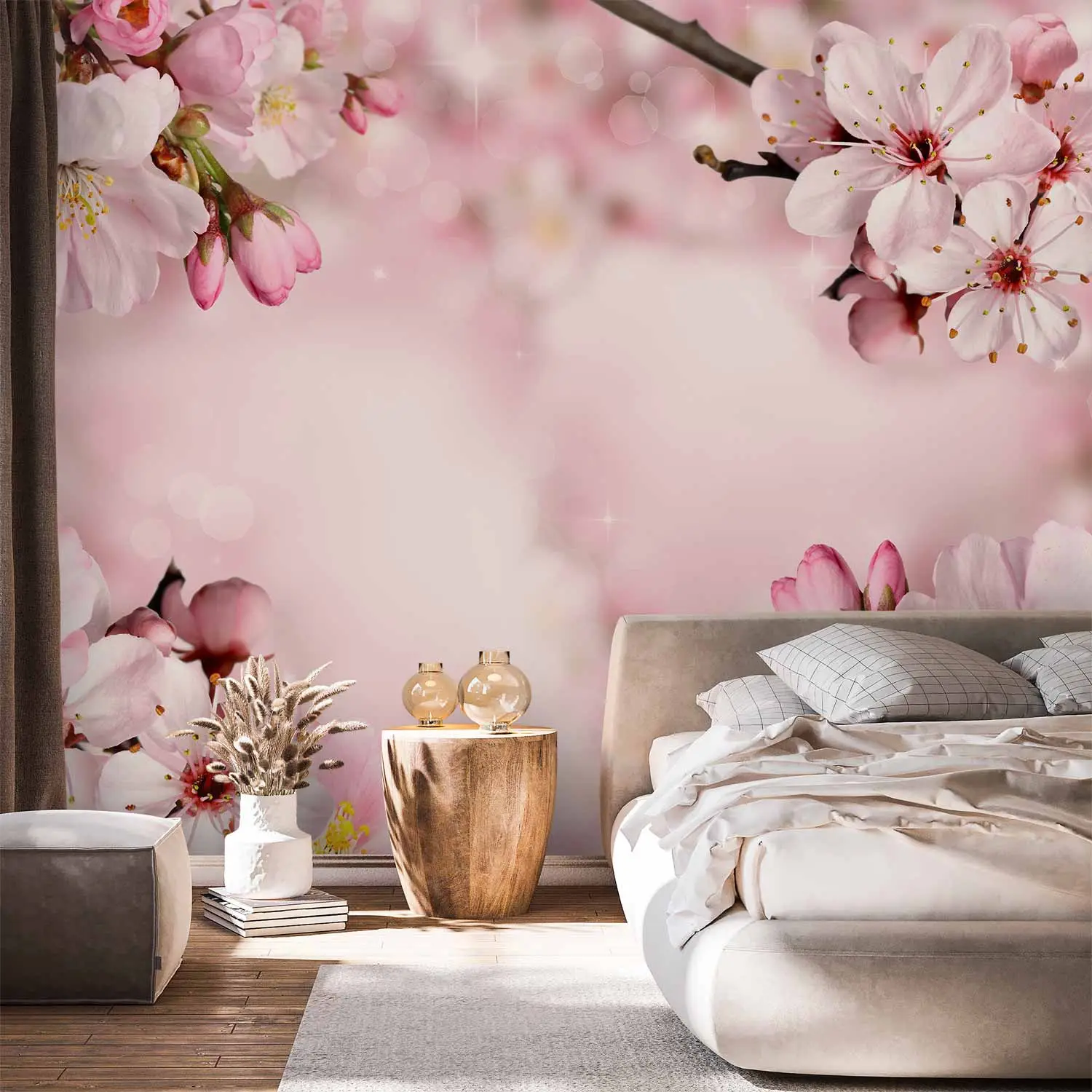 Tapis Mural Tenture Fleurs De Cerisier – 152 X 102 Cm – Pour Salon, Chambre, Décoration Murale Bohème