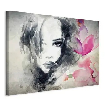 Tableau Toile 120x80cm - Visages De Femmes Et Yeux - Illustration Moderne ARTTOR