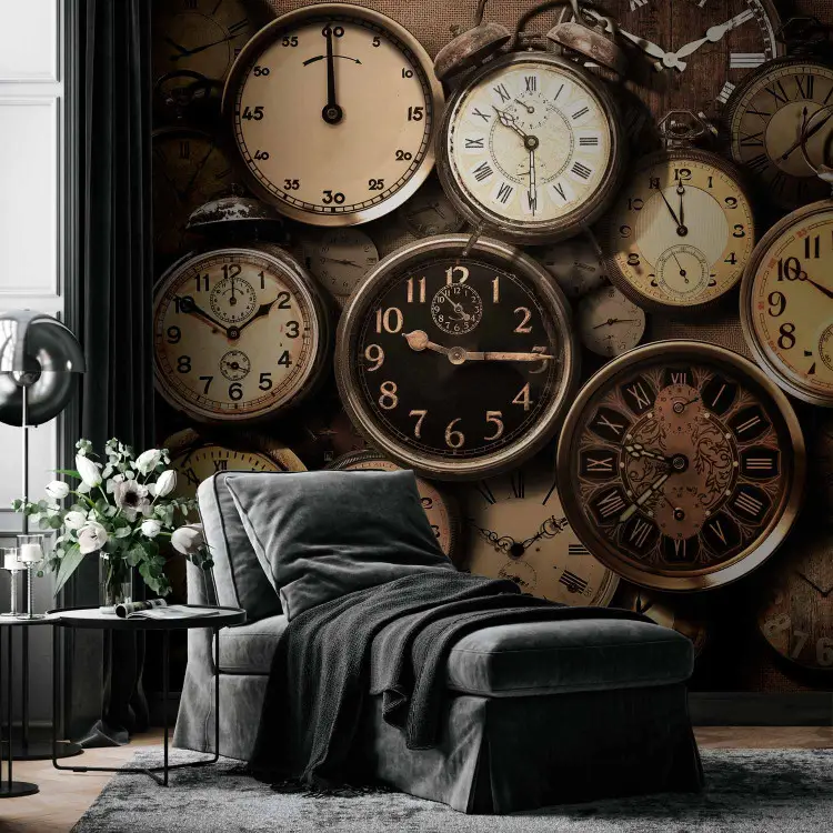 Vieux horloges - cadrans sur horloges anciennes sur toile beige