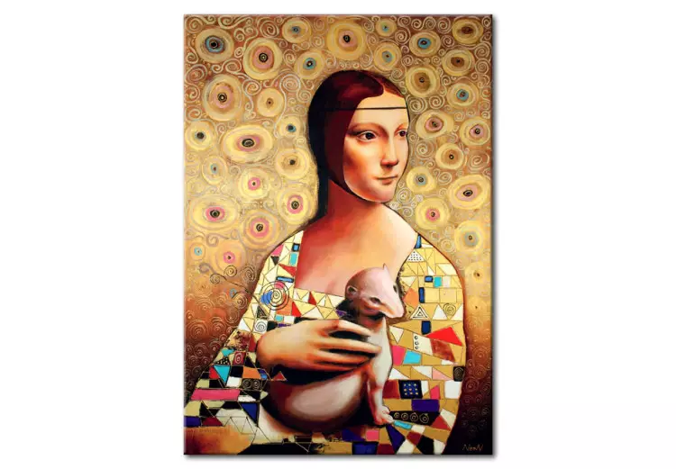 La Dame à l’hermine (1 partie) - portrait de femme sur fond à motifs