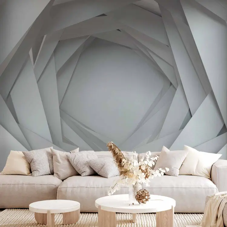 Papier peint tendance Abîme géométrique - couloir futuriste avec effet ...