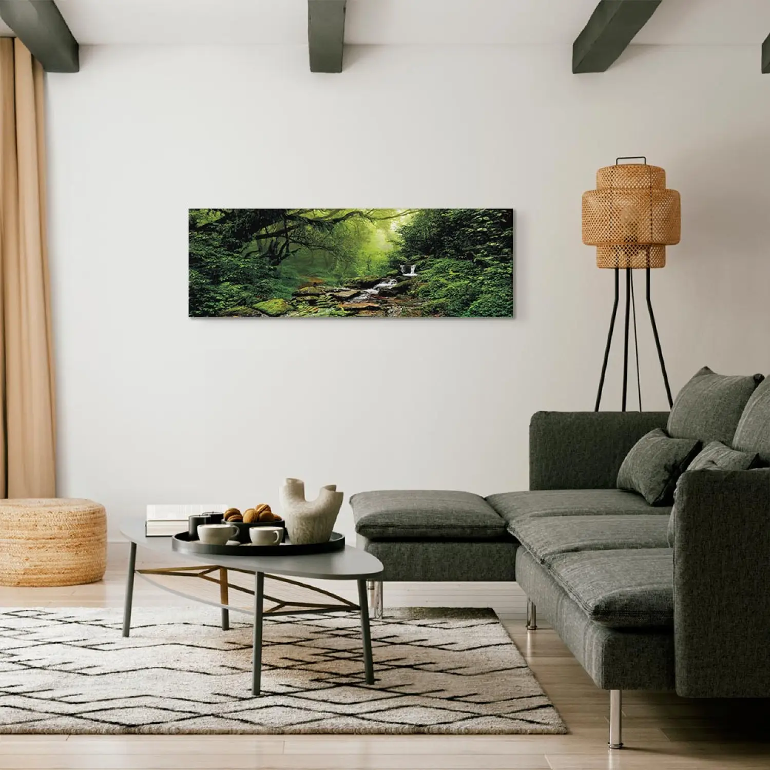 Tableau Cascade Forestière 200 X 100 Cm - Tableau - Toile