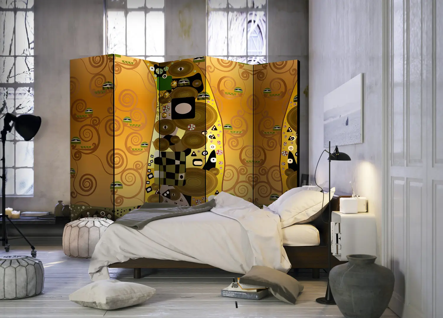 Paravent Décoratif D'intérieur Avec Impression Klimt - 5 Motifs, Design Mural, Marque Murando