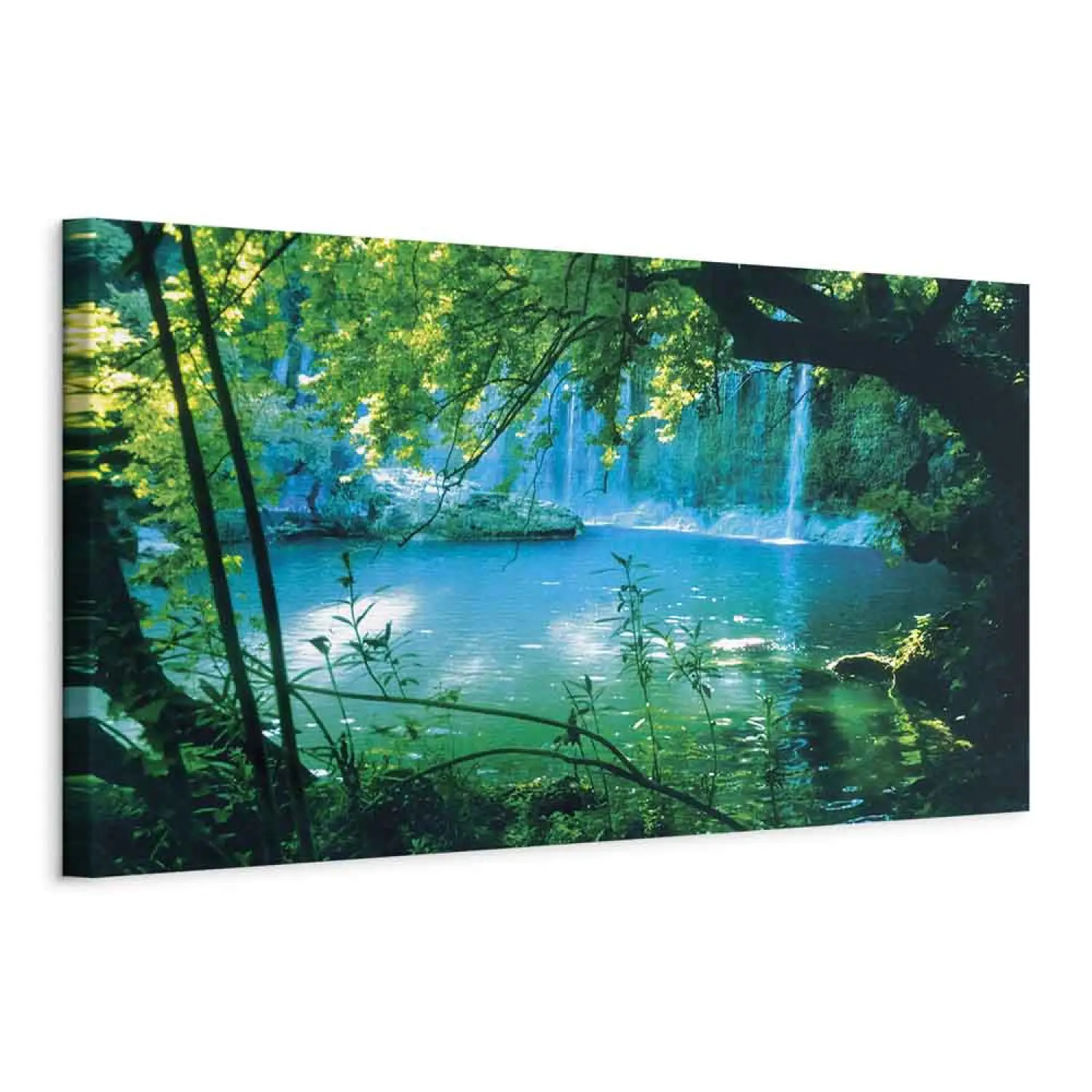 Tableau Toile Déco Murale 90x60 Cm - Arbre Bleu Et Paysage De Montagne, Chambre, Salon, Bureau, Toile Intissé Haute Qualité